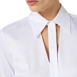 Camicia donna in cotone con cut-out e ricami