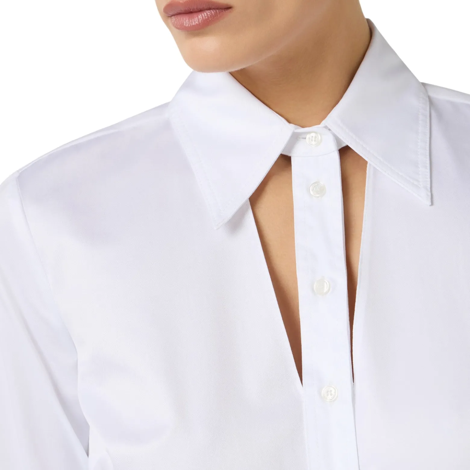 Camicia donna in cotone con cut-out e ricami
