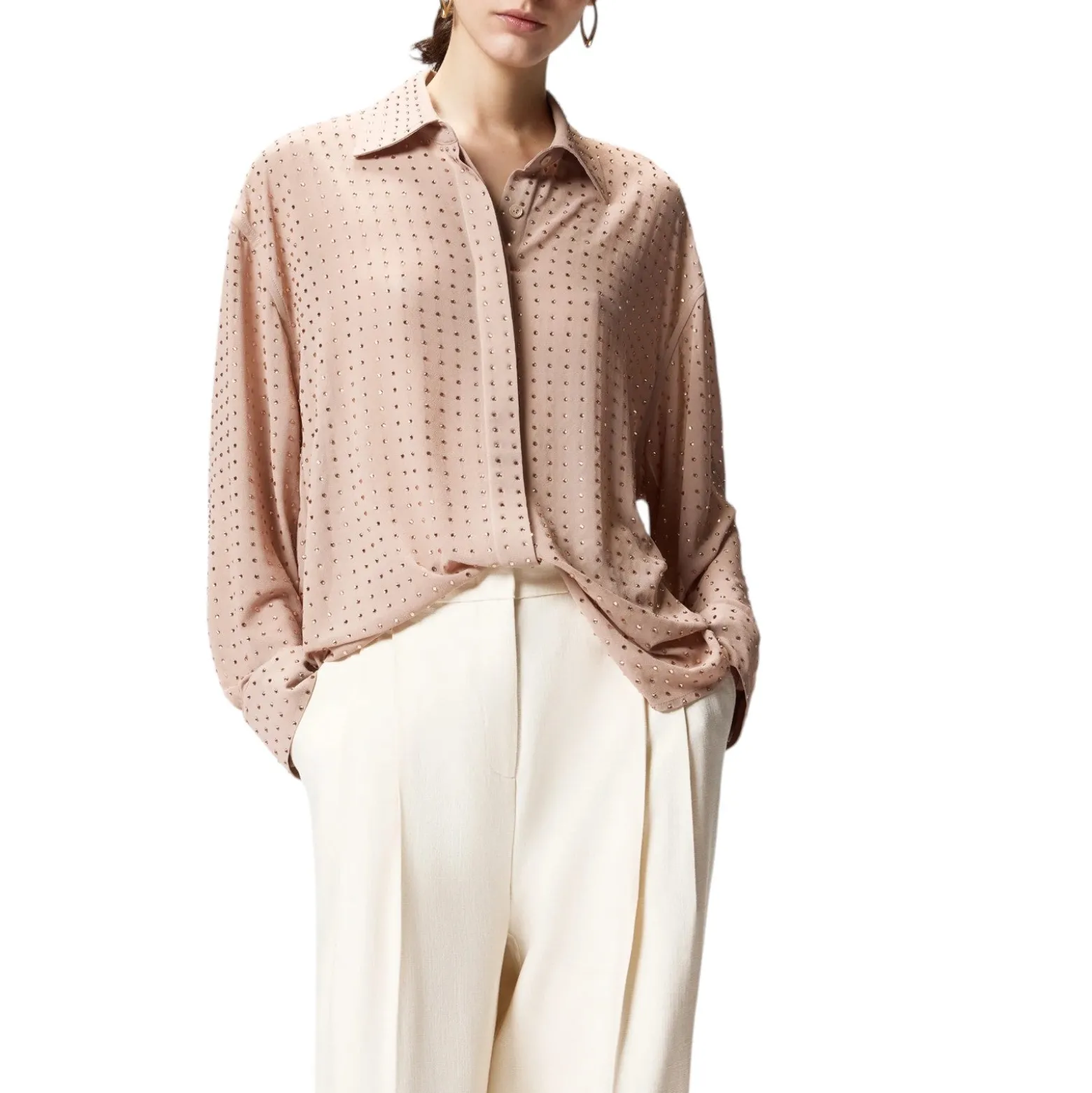 Camicia donna in georgette con strass