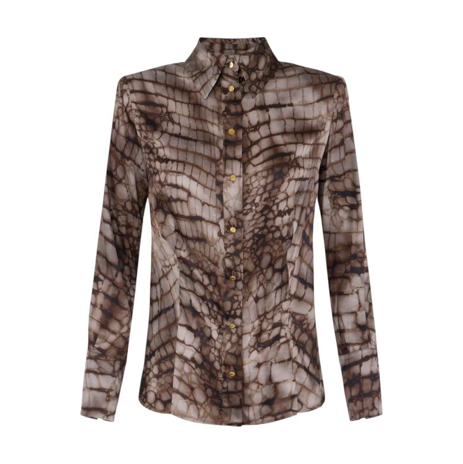 Camicia donna in raso con stampa alligatore