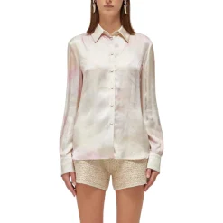 Camicia donna in raso con stampa rose
