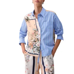 Camicia donna in twill stampato e popeline