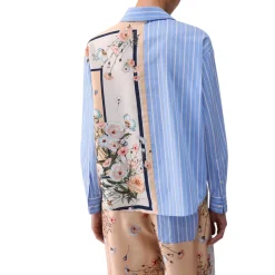 Camicia donna in twill stampato e popeline