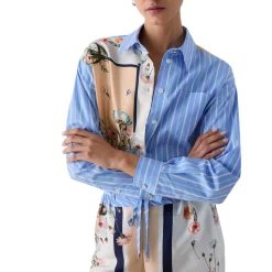 Camicia donna in twill stampato e popeline