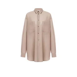 Camicia donna oversize in voile di lana