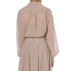 Camicia donna oversize in voile di lana