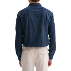 Camicia uomo in denim lavaggio scuro