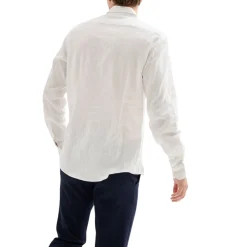 Camicia Uomo Lino Collo alla Francese Bianca QB24