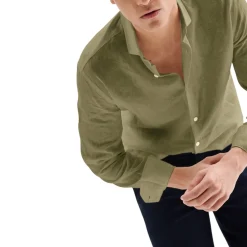 Camicia Uomo Lino Collo alla Francese QB24