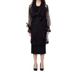 Cappotto donna con cintura in seta
