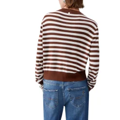 Cardigan donna con inserto in twill stampato
