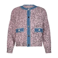 Cardigan donna mouliné con bottoni gioiello