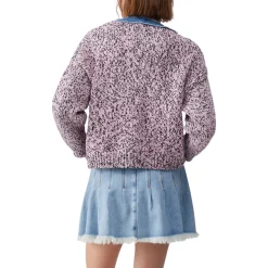 Cardigan donna mouliné con bottoni gioiello