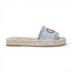 Ciabatte donna in denim con maxi logo