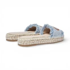 Ciabatte donna in denim con maxi logo