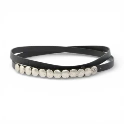 Cintura donna doppio giro in pelle con borchie 1,5 cm