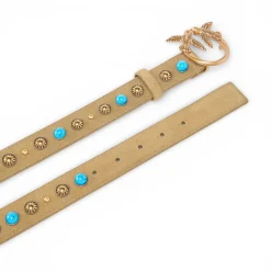 Cintura donna in suede con borchie 3 cm