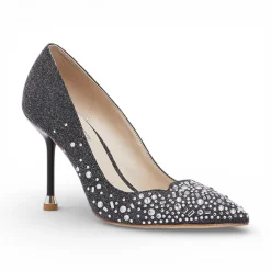 Décolleté donna in denim con pietre gioiello