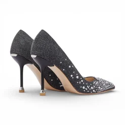 Décolleté donna in denim con pietre gioiello