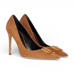 Décolleté donna in suede con dettaglio logo