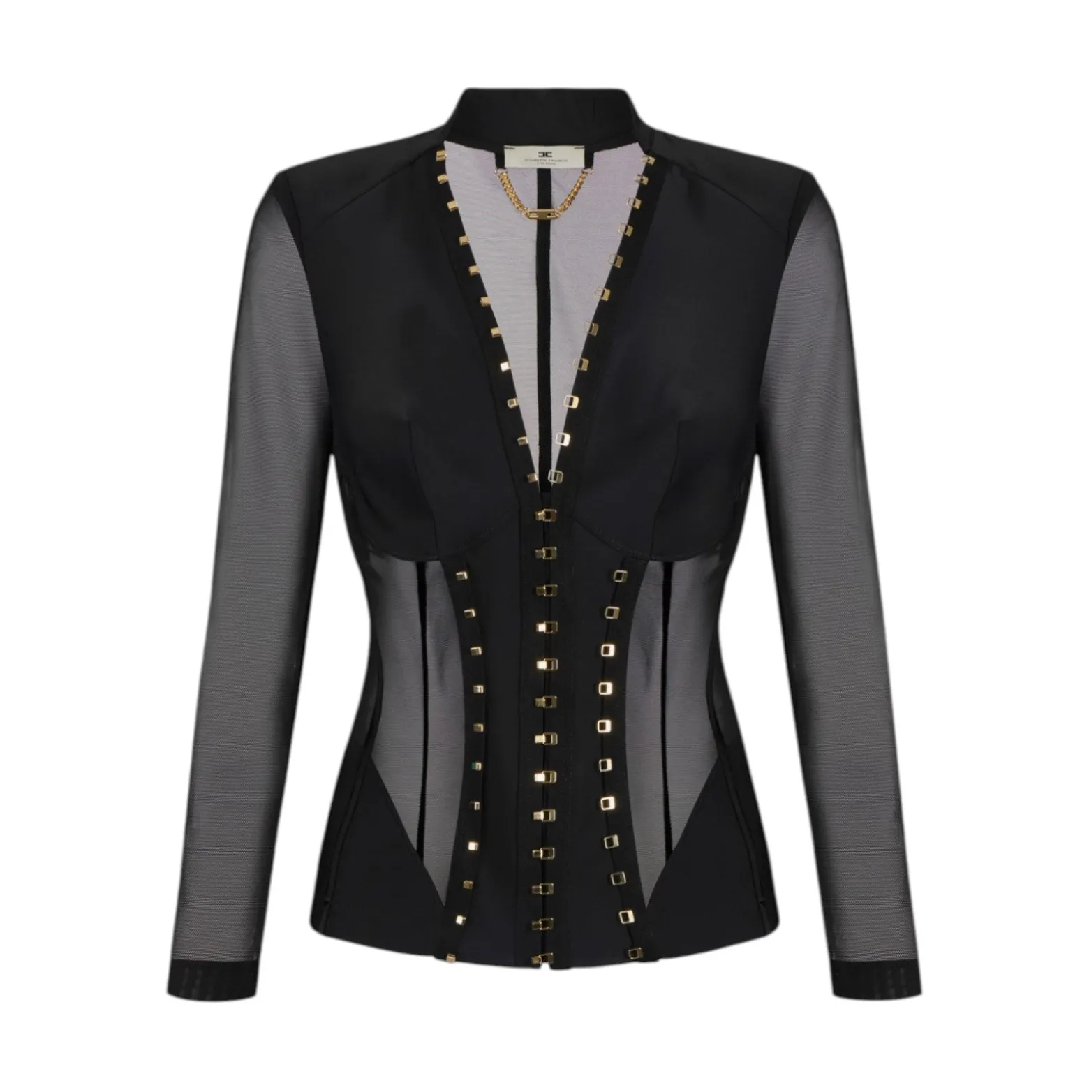 Giacca donna bustier in tessuto bielastico e tulle