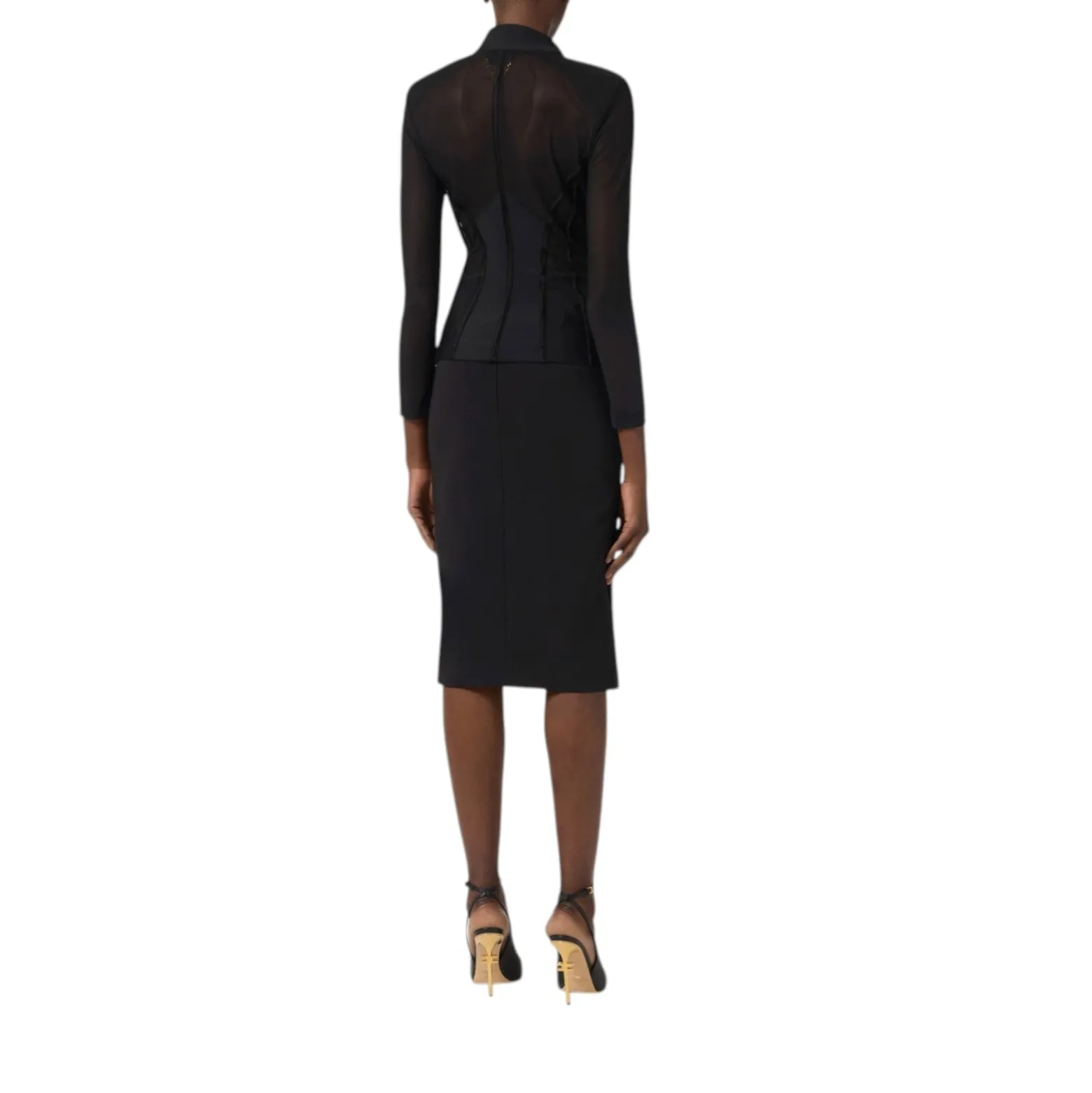 Giacca donna bustier in tessuto bielastico e tulle