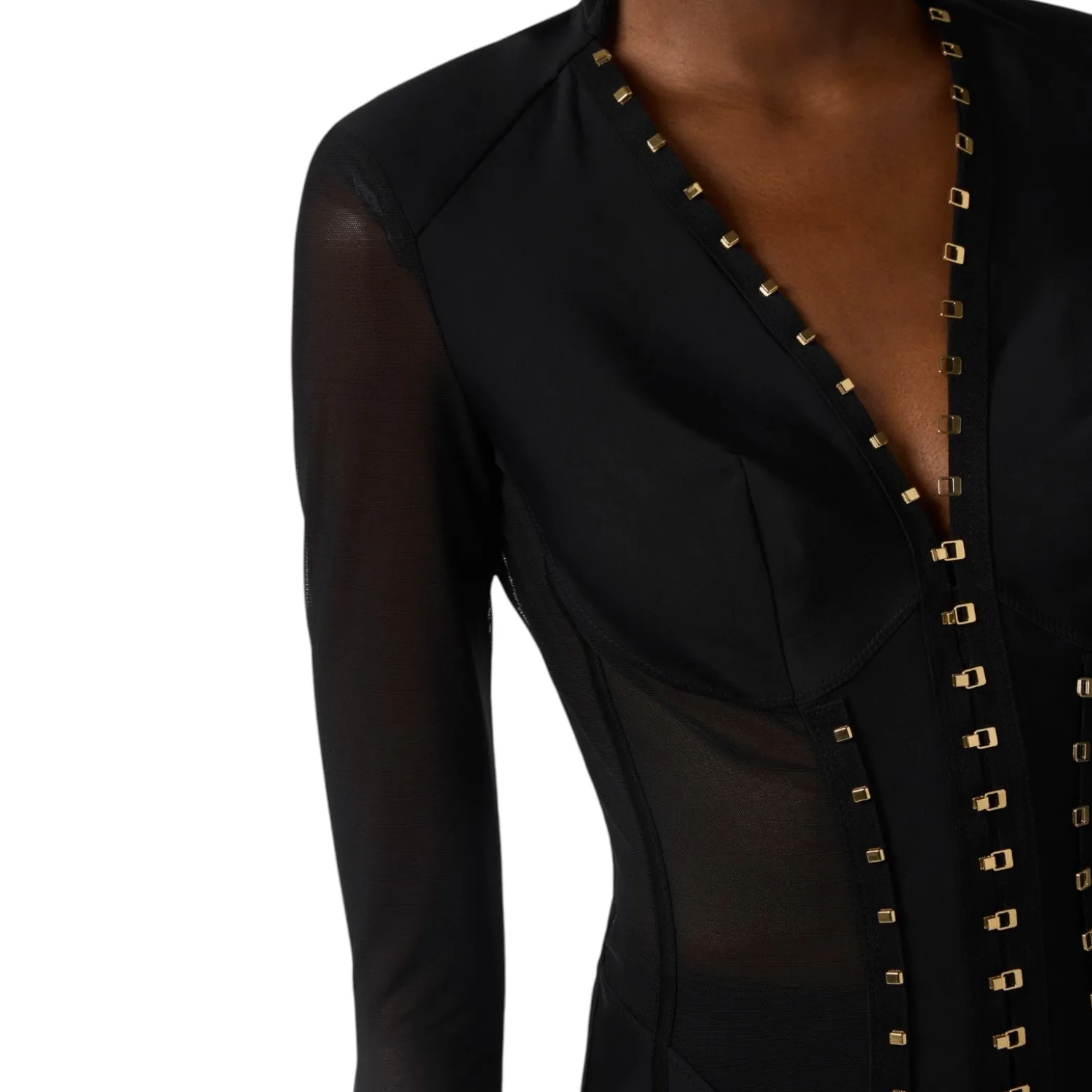Giacca donna bustier in tessuto bielastico e tulle