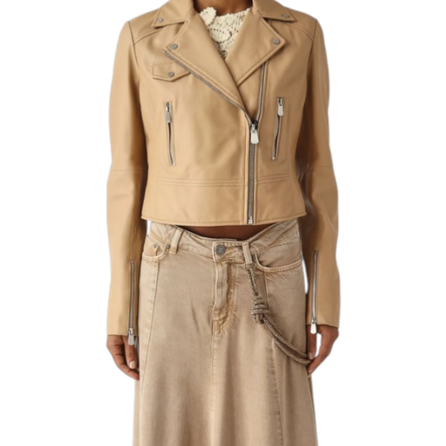 Giacca donna chiodo stile biker in nappa