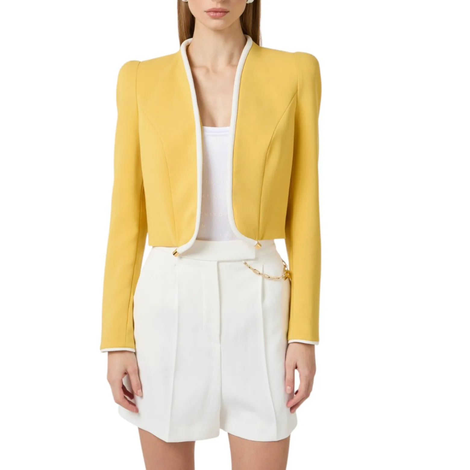 Giacca donna in crêpe leggero con piping 3D