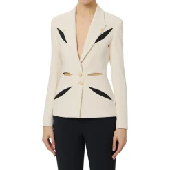 Giacca donna in crêpe leggero con cut-out bicolore