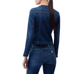 Giacca donna in denim con bottoni logati