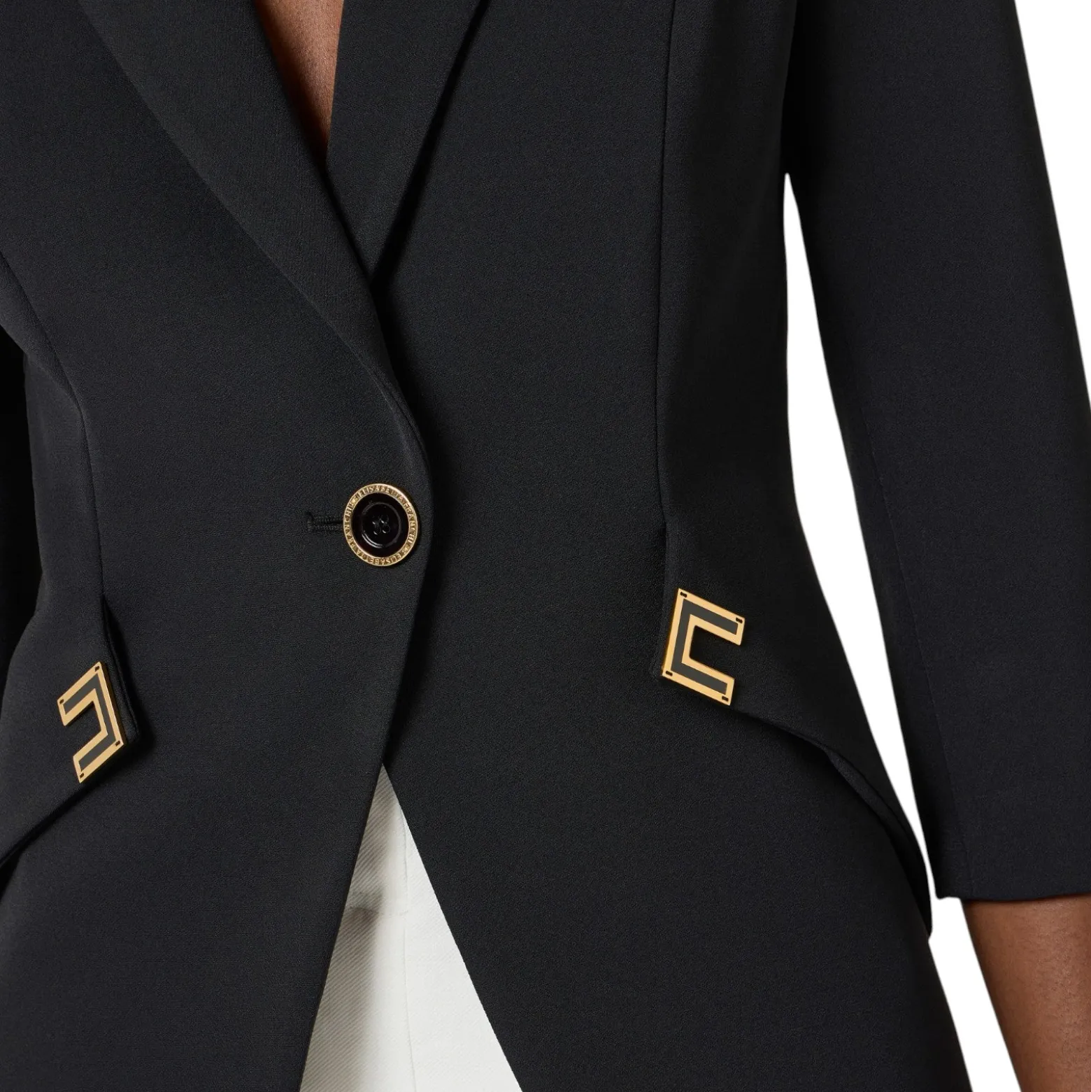 Giacca donna in doppio crêpe stretch con dettagli logo