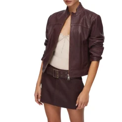 Giacca donna in pelle con stringhe