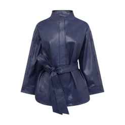 Giacca donna in pelle con cintura