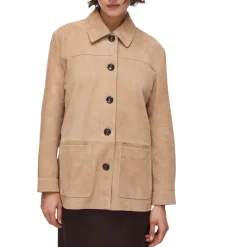 Giacca donna in pelle scamosciata