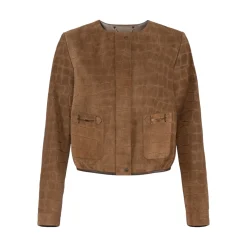 Giacca donna in suede con stampa alligatore