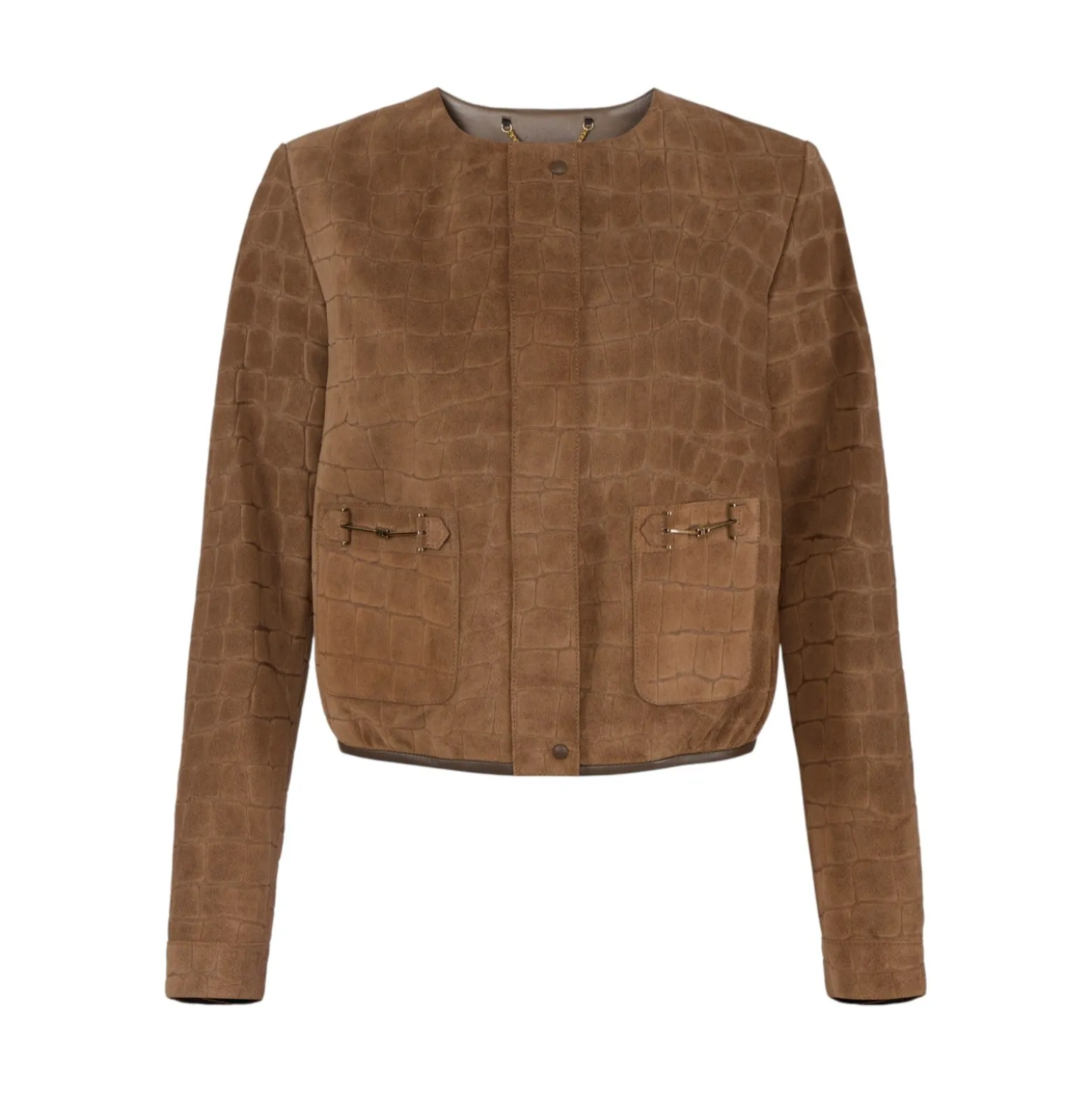 Giacca donna in suede con stampa alligatore