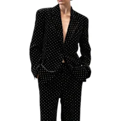 Giacca donna in velluto full strass monopetto