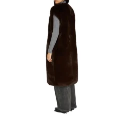 Gilet donna in ecopelliccia con cintura