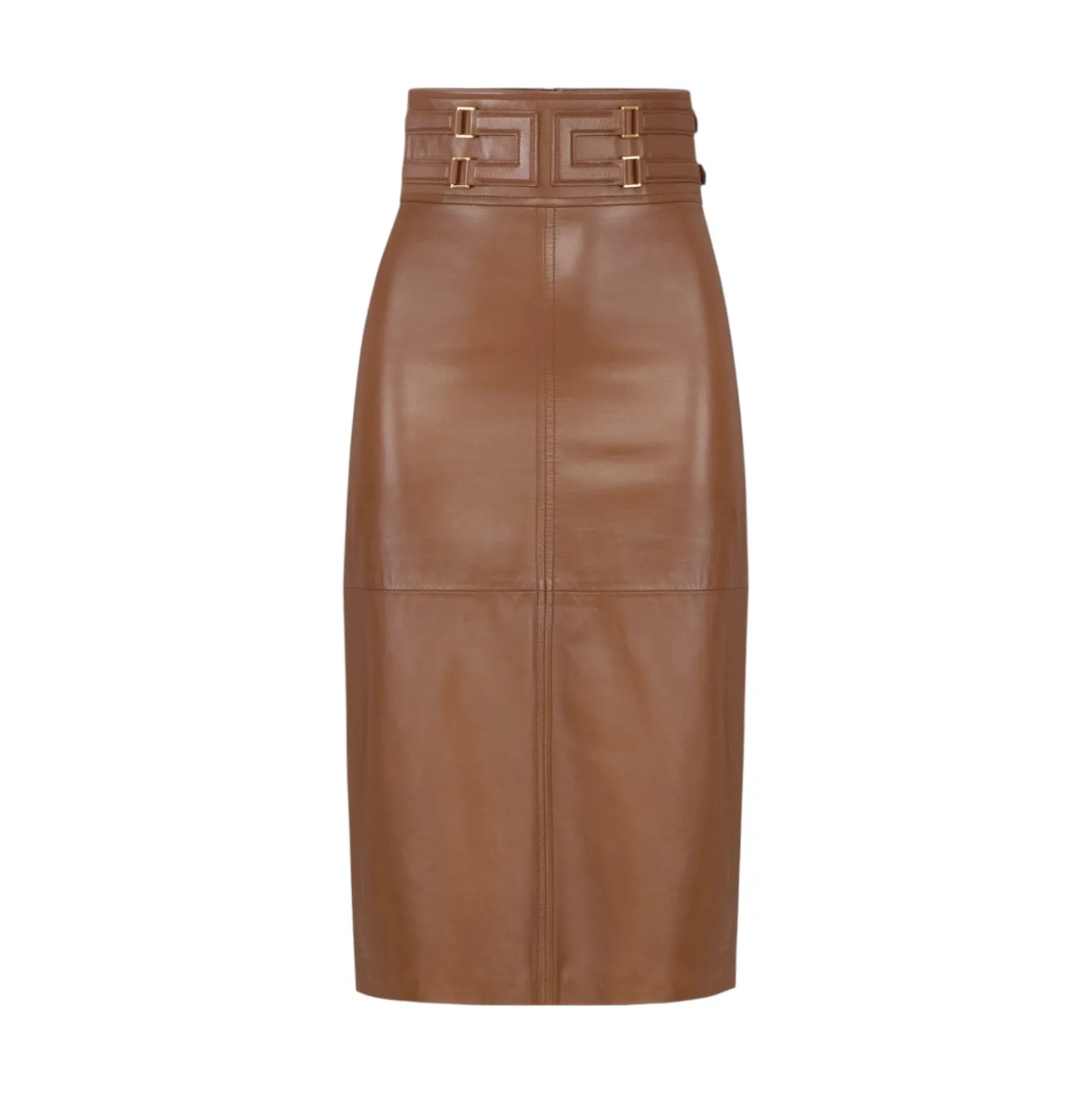 Gonna donna in pelle con logo embossed