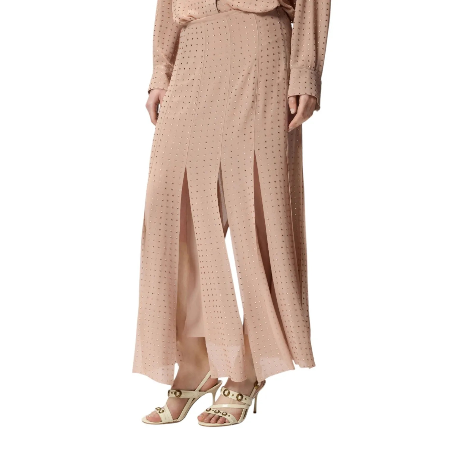 Gonna donna midi con frange e strass