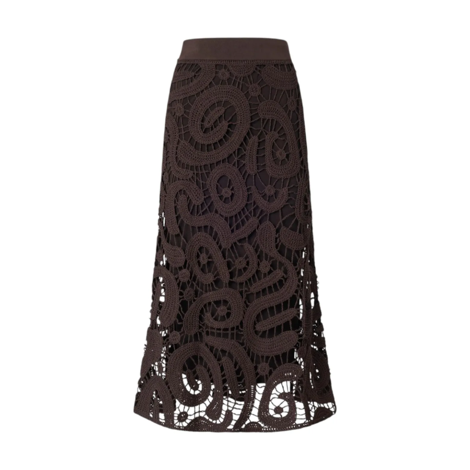 Gonna donna midi in crochet geometrico