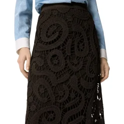 Gonna donna midi in crochet geometrico