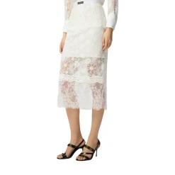 Gonna donna midi in pizzo con spacchetti