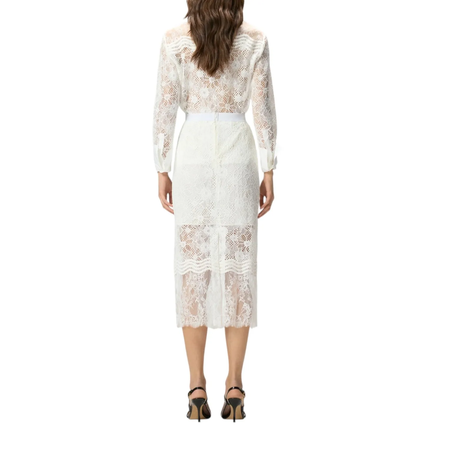 Gonna donna midi in pizzo con spacchetti