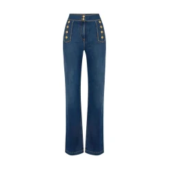 Jeans donna a palazzo con bottoni