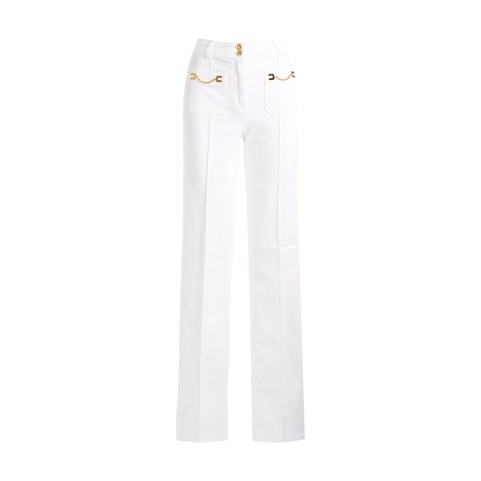 Jeans donna a vita alta avorio