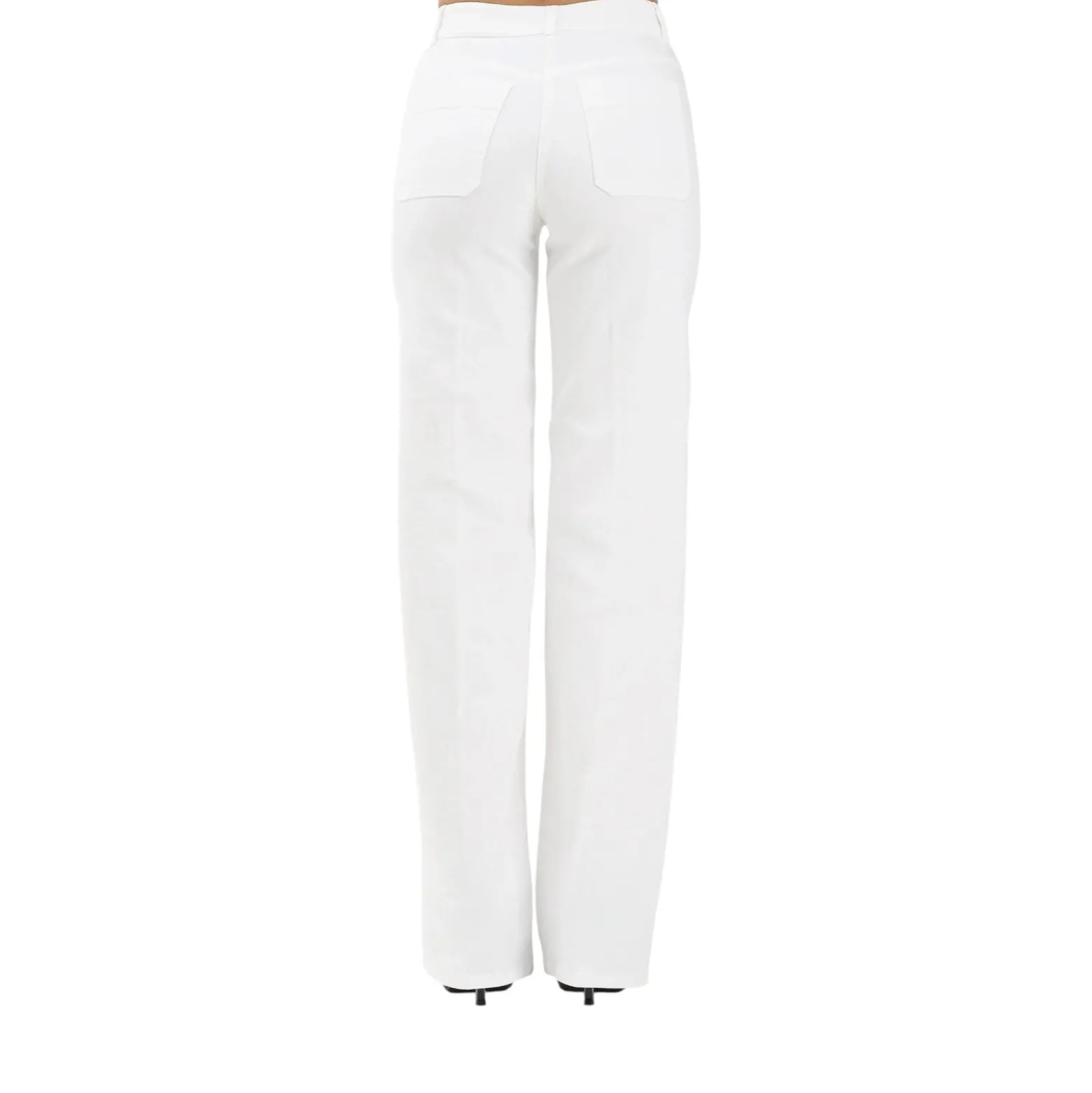 Jeans donna a vita alta avorio