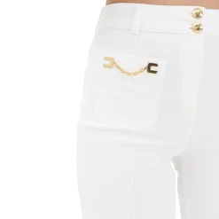 Jeans donna a vita alta avorio