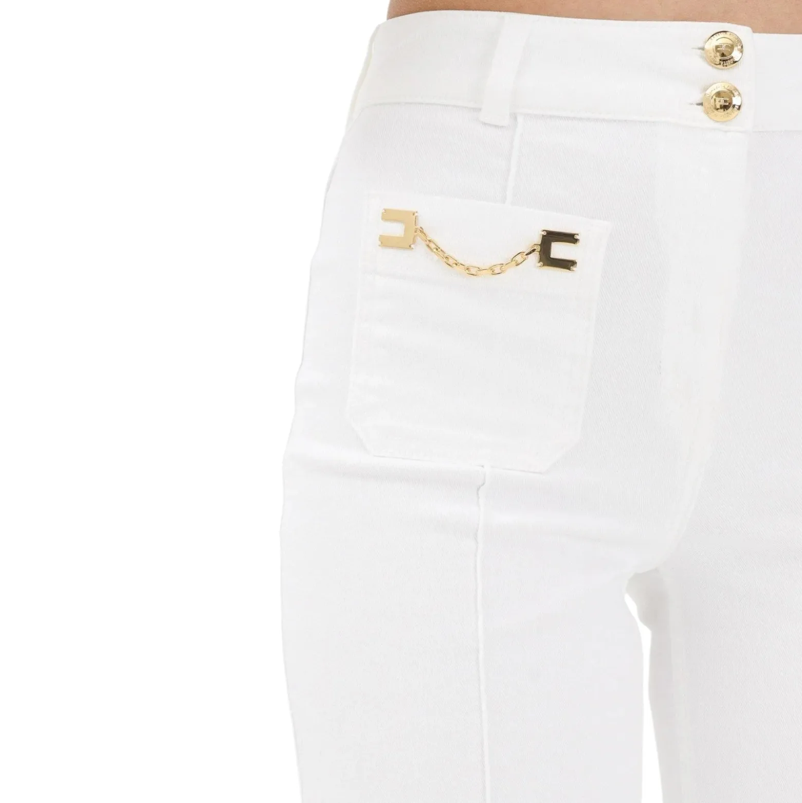 Jeans donna a vita alta avorio